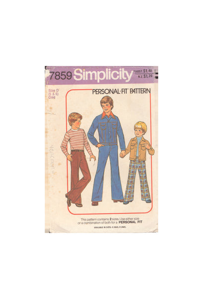 Simplicity 7859 Sewing Pattern, Child's Jacket and Jeans, Size 5&6, Partially Cut, Complete