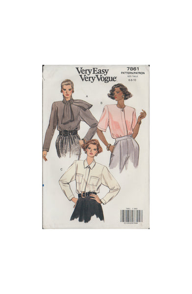 Vogue 7861 Sewing Pattern, Blouse, Size 6-8-10, Cut, Complete