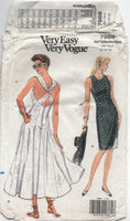 Vogue 7988 Criss Cross Back, Princess Seam Sundress or Dress with Straight or Flared Skirt, Uncut, Factory Folded, Sewing Pattern Size 12-16