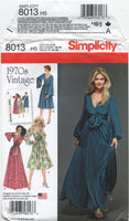 Simplicity 8013 Retro 70s Dress in Two Lengths with Bishop or Bell Sleeves, Uncut, Factory Folded, Sewing Pattern Size 6-14