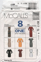 90s Sewing Pattern: McCall's 8017 Sheath Dresses with Sleeve Variations, Uncut, Factory Folded Size 8-12