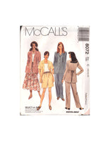 McCall's 8072 Unlined Jacket, Top, Pull-On Pants, Pull-On Shorts and Pull-On Skirt, Uncut, Factory Folded, Sewing Pattern Size 10-14