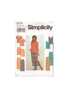 Simplicity 8124 Sewing Pattern, Blouse, Skirt and Pants, Size 8-10-12, Uncut, Factory Folded