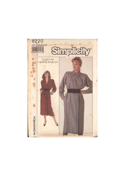 Simplicity 8220 Sewing Pattern,  Mock-Wrap Dress, Size 12-14-16, Uncut, Factory Folded