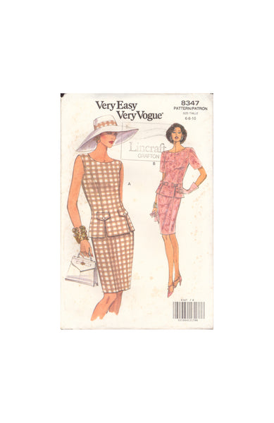 Vogue 8347 Sewing Pattern, Top and Skirt, Size 6-8-10, Cut, Incomplete