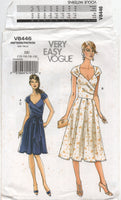 Vogue 8446 Fit and Flare Dress with Draped Cap Sleeves and Sash, Uncut, Factory Folded, Sewing Pattern Size 12-18