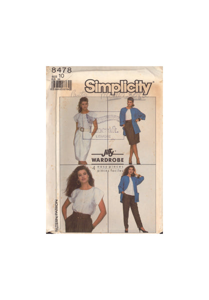 Simplicity 8478 Sewing Pattern Jacket Top Skirt Pants Size 10 or 14 Uncut Factory Folded