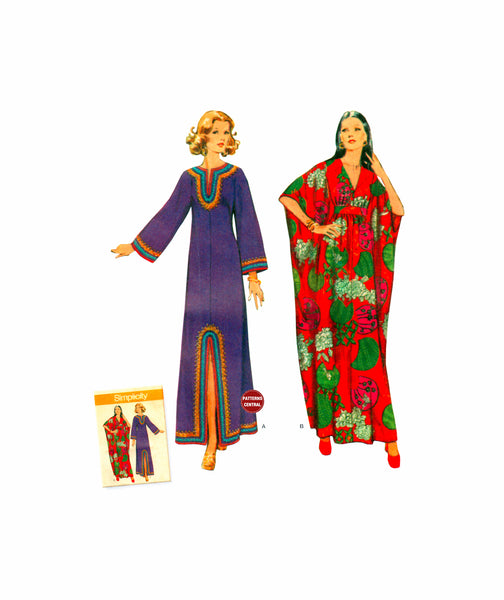 Simplicity 8505 Vintage 70s Caftan in Two Styles, Uncut, Factory Folded, Sewing Pattern Size 10-20