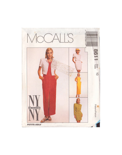 McCall's 8611 Sewing Pattern, Dress, Jacket and Skirt, Size 10, Uncut, Factory Folded