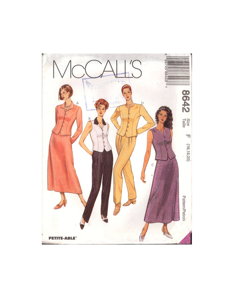 McCall's 8642 Sewing Pattern Tops Skirt Pants Size 16-18-20 Uncut Factory Folded