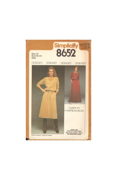 Simplicity 8652 Dress in Two Lengths, Sewing Pattern, Size 14 or 16, (PARTIALLY) CUT, COMPLETE