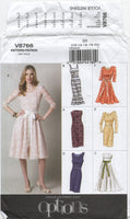 Vogue 8766 Lined Dress with Bodice and Skirt Variations, Uncut, Factory Folded, Sewing Pattern Size 12-20