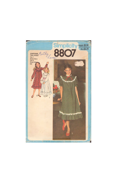 Simplicity 8807 Sewing Pattern, Girls' Dress, Size 7-8, Uncut, Factory Folded