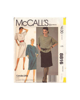 McCall's 8816 Sewing Pattern, Dress or Tunic and Skirt, Size 6-8, Uncut, Factory Folded