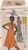 70s Dress Sewing Pattern: Vogue 8848 Semi-FItted and Flared Dress in Two Lengths, Cut, Complete, Size 12