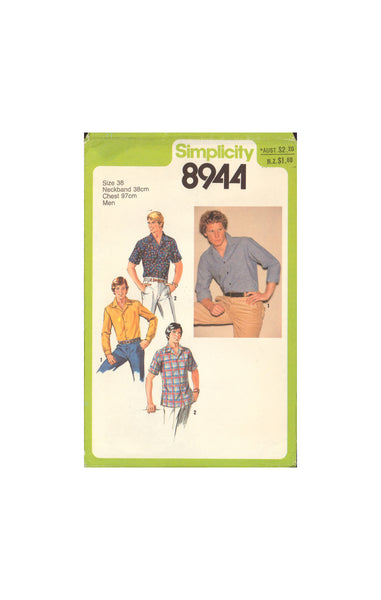 Simplicity 8944 Sewing Pattern, Men's Shirt, Size 38, Cut, Complete