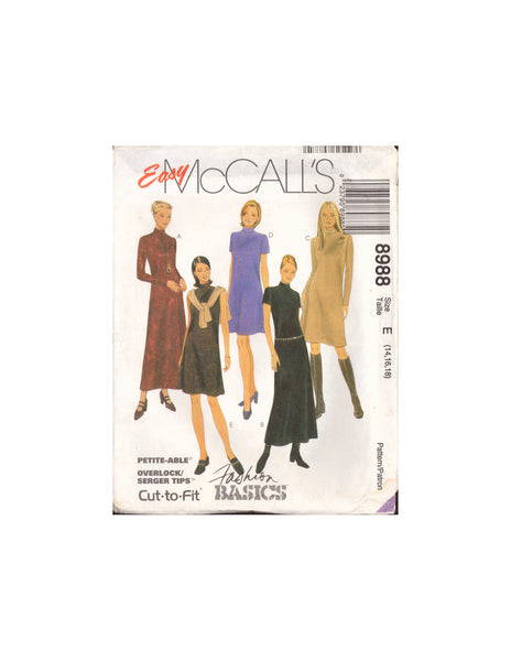 McCall's 8988 Sewing Pattern, Dress in Two Lengths, Size 4-6-8, Uncut, Factory Folded