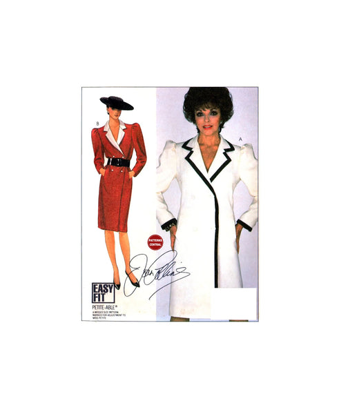 McCall's 9036 Dynasty Joan Collins Double Breasted Coat Dress with Contrast Variations, Uncut, Factory Folded Sewing Pattern Size 12