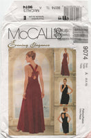 90s Sewing Pattern: McCall's 9074 Lined Evening Dress in Two Lengths with Back Detail Variations, Uncut, Factory Folded, Size 6-10