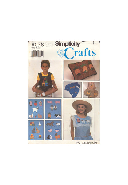 Simplicity 9078 Sewing Pattern, Farm Animal Appliques, One Size, Uncut, Factory Folded