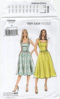 2000's Sewing Pattern: Vogue 9100 Fit and Flare Sundress with Scoop Neckline in Two Lengths, Uncut, Factory Folded, Sewing Pattern Size 6-14