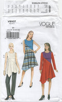 2000s Sewing Pattern: Vogue 9107 Dress or Top with Diagonal Seam Detail and Pants, Uncut, Factory Folded Size 14-22