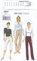 Vogue 9131 Semi-Fitted, Tapered Pants and Shorts with Stitched Crease-Line, Uncut, Factory Folded Sewing Pattern Size 6-14