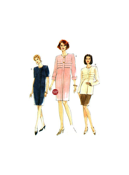 Vogue 9198 Slightly Tapered, Lined Dress or Tunic and Skirt, Uncut, Factory Folded, Sewing Pattern Size 14-18