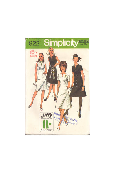 Simplicity 9221 Sewing Pattern, Jiffy Dress, Size 16, CUT, COMPLETE