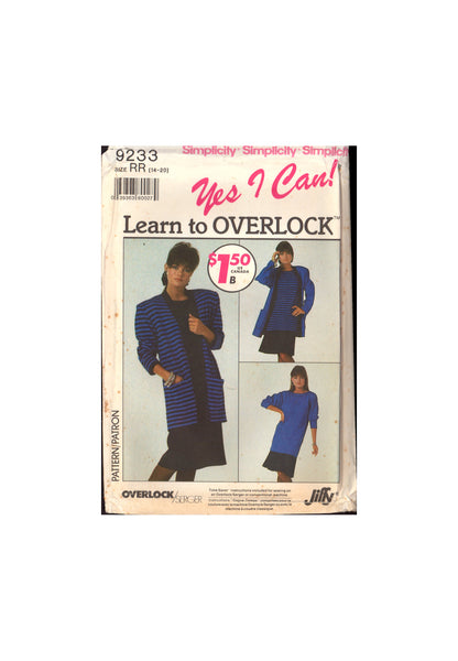 Simplicity 9233 Sewing Pattern Cardigan Skirt Dress Tunic Size 14-20 Uncut Factory Folded