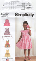 Simplicity 9320 Toddler/Child Gathered Skirt Dresses, Uncut, Factory Folded Sewing Pattern Size 2-5