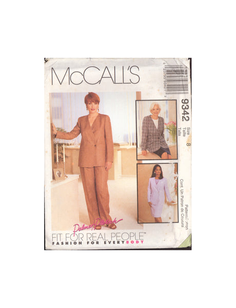 McCalls 9342 Sewing Pattern, Jacket, Pants, Skirt, Size 8, Uncut Factory Folded