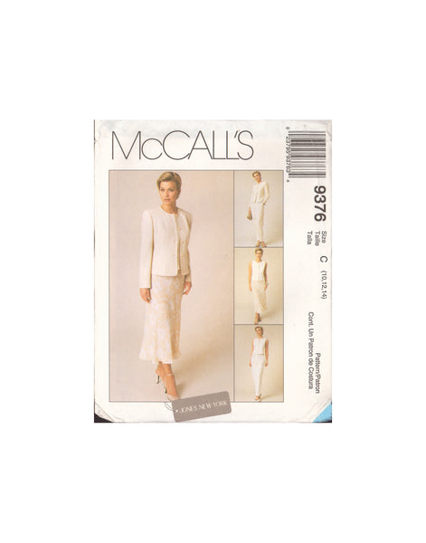 McCall's 9376 Sewing Pattern, Jacket, Vest, Skirt, Pants, Size 10-12-14, Uncut, Factory Folded