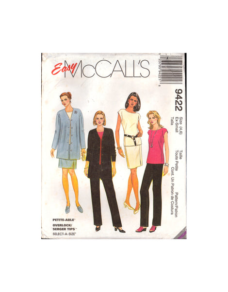 McCall's 9422 Sewing Pattern Women's Pants Top Skirt Cardigan 4-6 Uncut Factory Folded