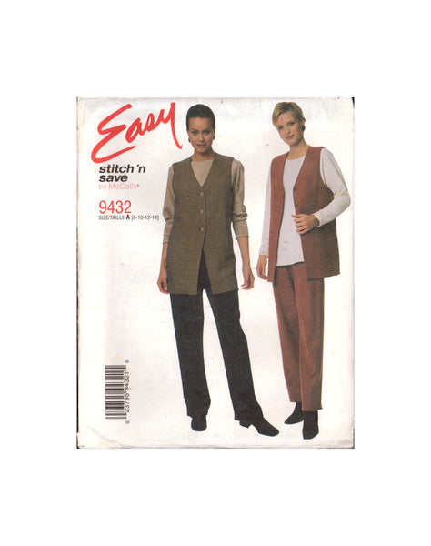 Stitch 'n Save 9432 Sewing Pattern Vest Top Pants Size 8-14 Uncut Factory Folded