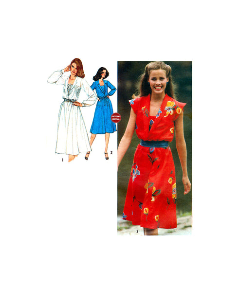 80s Sewing Pattern: Simplicity 9450 Front Inset Camisole Dress with Gored Skirt, Uncut, Factory Folded Size 12