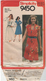 80s Sewing Pattern: Simplicity 9450 Front Inset Camisole Dress with Gored Skirt, Uncut, Factory Folded Size 12