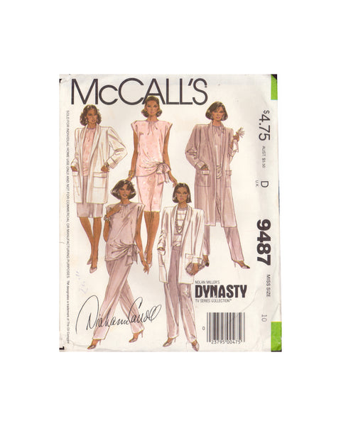 McCall's 9487 Sewing Pattern, Coat, Blouse, Skirt and Pants, Size 10, Neatly Cut, Complete