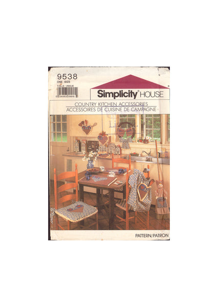 Simplicity 9538 Sewing Pattern, Kitchen Accessories, One Size, Uncut, Factory Folded