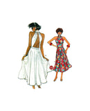 80s Dress Sewing Pattern: Vogue 7954 Halter Dress with Shaped Cutout Back and Flared Skirt, Cut, Complete, Size 6-8