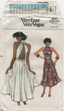 80s Dress Sewing Pattern: Vogue 7954 Halter Dress with Shaped Cutout Back and Flared Skirt, Cut, Complete, Size 6-8