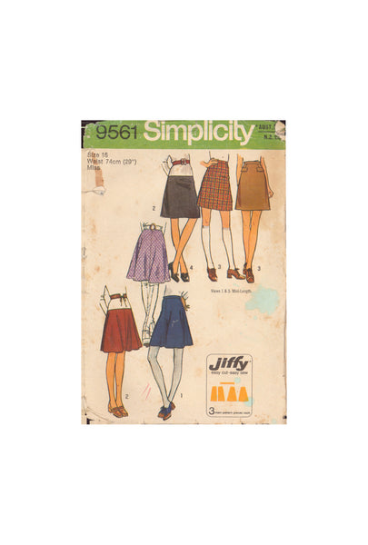 Simplicity 9561 Sewing Pattern, Jiffy Skirts, Size 16, Cut, Complete