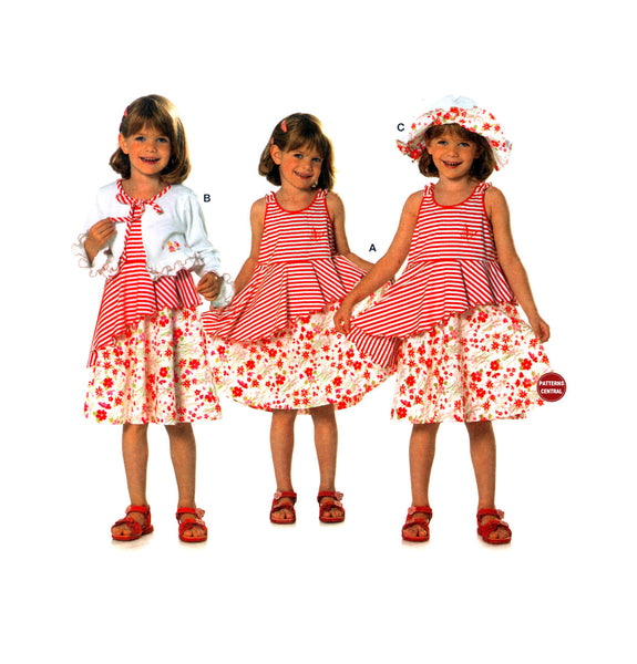 Burda 9583 Toddler or Child's Dress, Jacket and Hat, Uncut, Factory Folded Sewing Pattern Size 18M-7