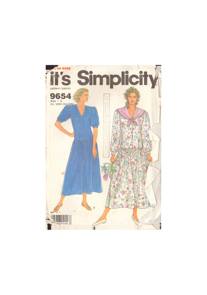 Simplicity 9654 Sewing Pattern, Dress and Scarf, Size 10-20, Cut, Complete