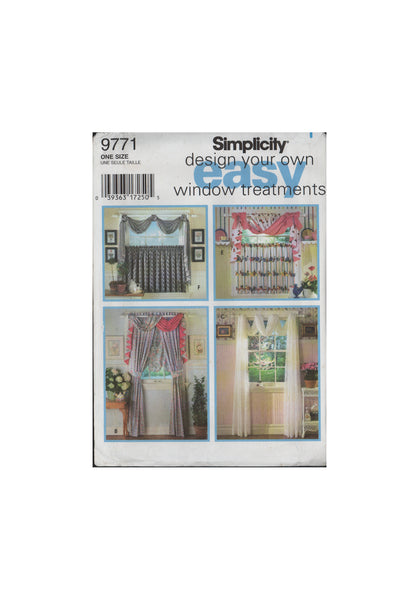 Simplicity 9771 Sewing Patterns Window Treatments Uncut Factory Folded