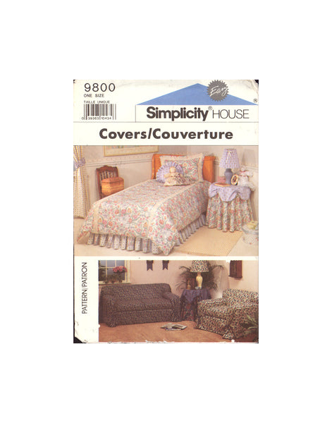 Simplicity 9800 Sewing Patterns Bed Covers, Couch Covers, Table Covers, One Size, Uncut, Factory Folded