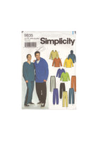 Simplicity 9835 Sewing Pattern, Women's, Men's and Teens' Tops and Pants, Size S-M-L-XL-XXL, Partially Cut, Complete