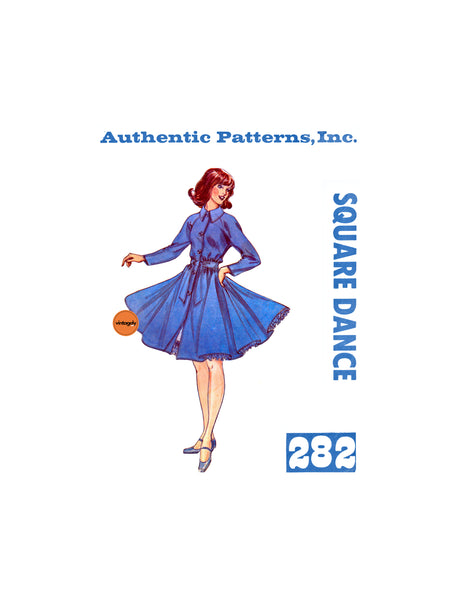 70s Women's Square Dance Coat Dress, Bust 30-40 (76-102 cm), Authentic Patterns 282, Vintage Sewing Pattern Reproduction