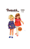 70s Toddlers' A-Line Dress with Front Tucks, Butterick 5362, Size 1 Breast 20 or Size 3 Breast 22, Vintage Sewing Pattern Reproduction