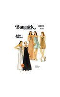 70s Drawstring Keyhole or Scoop Neckline Gown in Two Lengths, Bust 32.5 (83 cm) or 34 (87 cm), Butterick 3407, Vintage Sewing Pattern Reproduction